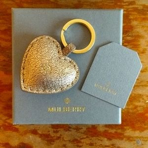 Mulberry gold leather keychain